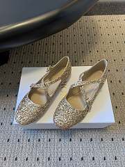 Colestore Very Dior Ballet Flat Gold-Tone Laminated Lambskin and Glitter  - 4
