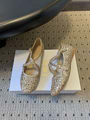 Colestore Very Dior Ballet Flat Gold-Tone Laminated Lambskin and Glitter  - 2