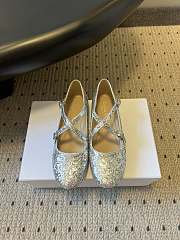 Colestore Very Dior Ballet Flat Silver-Tone Laminated Lambskin and Glitter  - 1