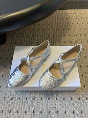 Colestore Very Dior Ballet Flat Silver-Tone Laminated Lambskin and Glitter  - 4