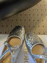Colestore Very Dior Ballet Flat Silver-Tone Laminated Lambskin and Glitter  - 3