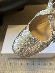 Colestore Very Dior Ballet Flat Silver-Tone Laminated Lambskin and Glitter  - 5