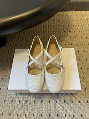 Colestore Very Dior Ballet Flat White-Tone Laminated Lambskin and Glitter  - 1