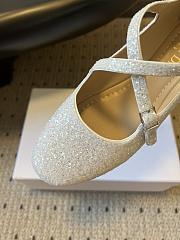 Colestore Very Dior Ballet Flat White-Tone Laminated Lambskin and Glitter  - 5