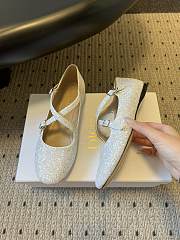 Colestore Very Dior Ballet Flat White-Tone Laminated Lambskin and Glitter  - 3