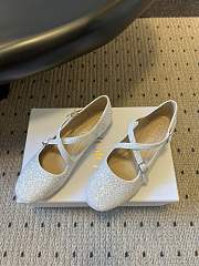 Colestore Very Dior Ballet Flat White-Tone Laminated Lambskin and Glitter  - 4