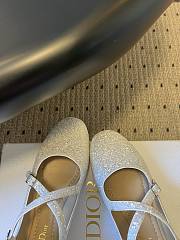 Colestore Very Dior Ballet Flat White-Tone Laminated Lambskin and Glitter  - 2