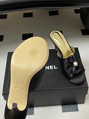 Colestore Chanel Satin Bow Pearl CC Mule Heels Black 8.5cm - 6
