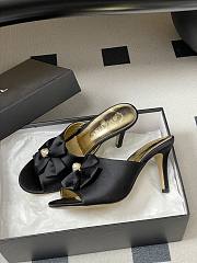 Colestore Chanel Satin Bow Pearl CC Mule Heels Black 8.5cm - 2