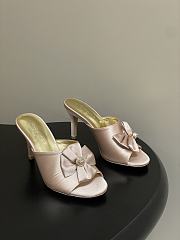 Colestore Chanel Satin Bow Pearl CC Mule Heels Powder Pink 8.5cm - 1