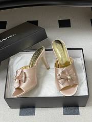 Colestore Chanel Satin Bow Pearl CC Mule Heels Powder Pink 8.5cm - 5