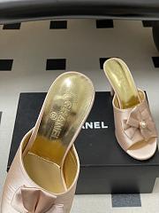 Colestore Chanel Satin Bow Pearl CC Mule Heels Powder Pink 8.5cm - 4