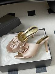 Colestore Chanel Satin Bow Pearl CC Mule Heels Powder Pink 8.5cm - 2