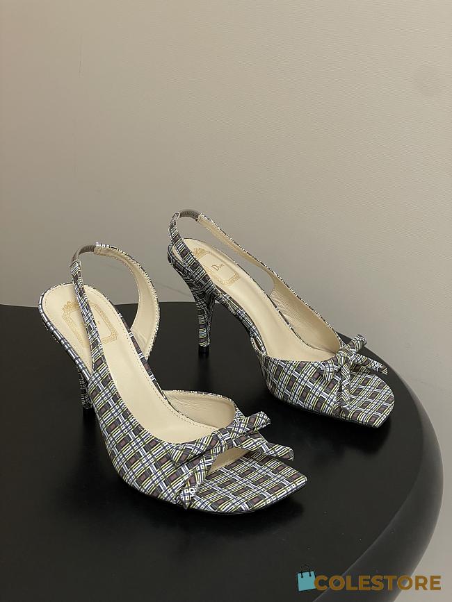 Colestore Dior Bow Slingback Heeled Sandal in Multicolor Fabric - 1