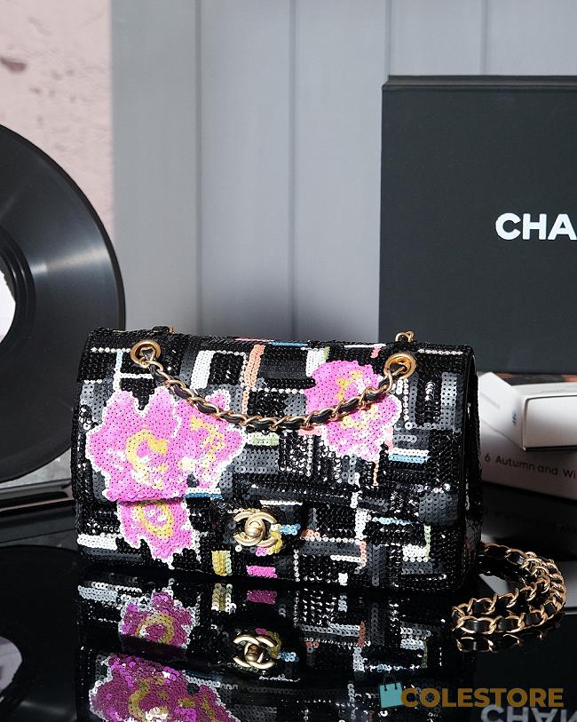 Colestore Chanel Classic 11.12 Handbag, Satin, Sequins, Camellia Edition 15.5×25.5×6.5cm - 1