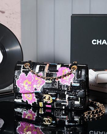 Colestore Chanel Classic 11.12 Handbag, Satin, Sequins, Camellia Edition 15.5×25.5×6.5cm