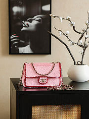 Colestore Chanel Foldable flap bag Sequins & Gold-Plated Metal Pink & Red 20x13x7cm - 1