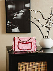 Colestore Chanel Foldable flap bag Sequins & Gold-Plated Metal Pink & Red 20x13x7cm - 2