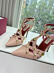 Colestore Valentino Studdy Kidskin Pumps 100mm in Pink - 6