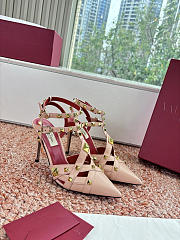 Colestore Valentino Studdy Kidskin Pumps 100mm in Pink - 3