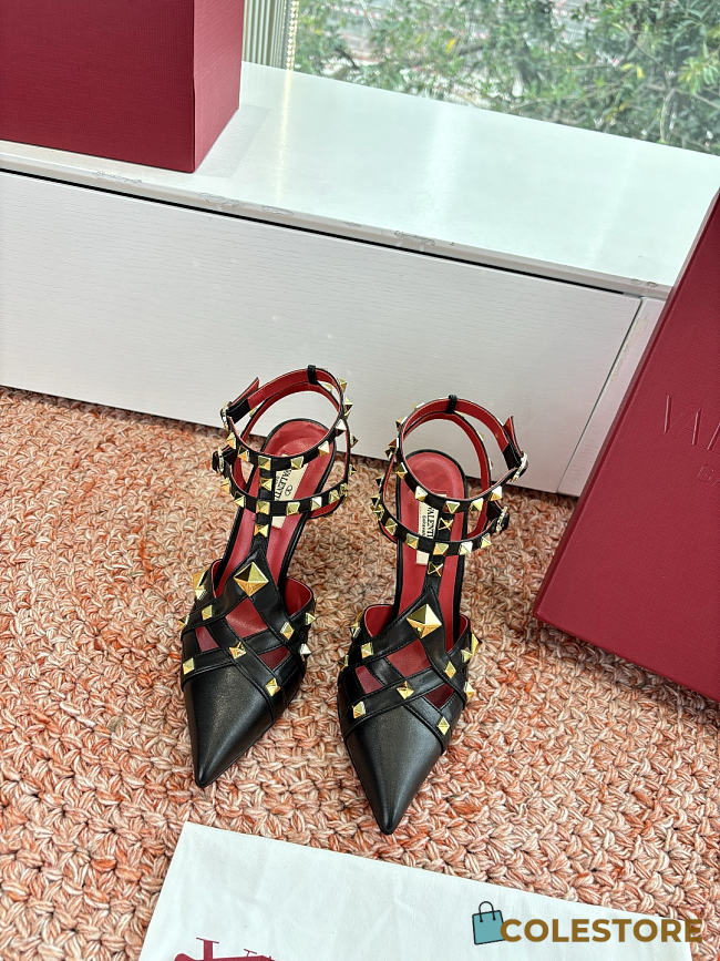 Colestore Valentino Studdy Kidskin Pumps 100mm in Black - 1