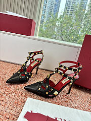 Colestore Valentino Studdy Kidskin Pumps 100mm in Black - 4