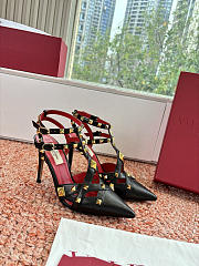 Colestore Valentino Studdy Kidskin Pumps 100mm in Black - 3