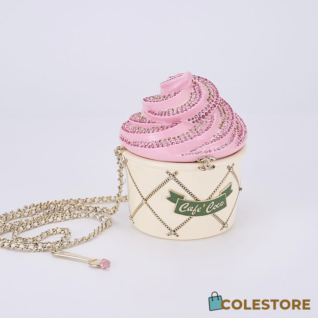 Colestore Chanel Minaudiere Ice Cream Bag   Plexiglas, Stone particles & Gold-colored metal  White, Pink, Light Green 15×12cm - 1