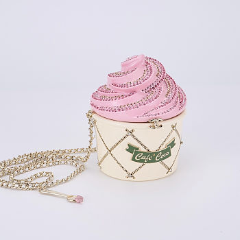 Colestore Chanel Minaudiere Ice Cream Bag   Plexiglas, Stone particles & Gold-colored metal  White, Pink, Light Green 15×12cm