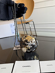 Colestore Chanel Metallic Crystal Silver Camellia Ball Minaudière 9×9×9cm - 5