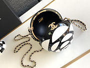Colestore Chanel Black and White Resin Camellia Sphere Minaudiere with Light Gold Hardware 12x12x12cm - 6