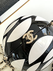 Colestore Chanel Black and White Resin Camellia Sphere Minaudiere with Light Gold Hardware 12x12x12cm - 4