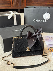 Colestore Chanel Mini flap bag with Handle Velvet, Silk & Gold Metallic Black 22cm - 6
