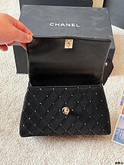 Colestore Chanel Mini flap bag with Handle Velvet, Silk & Gold Metallic Black 22cm - 3