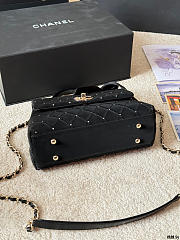 Colestore Chanel Mini flap bag with Handle Velvet, Silk & Gold Metallic Black 22cm - 2