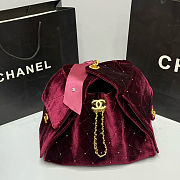 Colestore Chanel 25 Small Handbag Velvet, Stones & Gold Plated Metal Wine Red 26x30x14cm - 1
