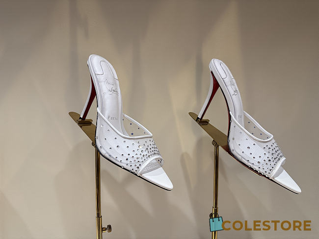 Colestore Christian Louboutin Miss Z Mule 100mm Pumps Mesh, nappa leather, strass and pearls Bianco - 1