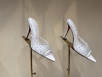 Colestore Christian Louboutin Miss Z Mule 100mm Pumps Mesh, nappa leather, strass and pearls Bianco
