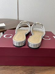 Colestore Gucci Women's slide with crystal Interlocking G in Silver Leather  - 6