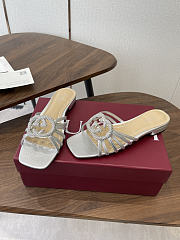 Colestore Gucci Women's slide with crystal Interlocking G in Silver Leather  - 3