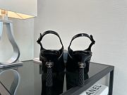 Colestore Chanel Sandals Shiny Crumpled Calfskin & Calfskin, Black  - 2