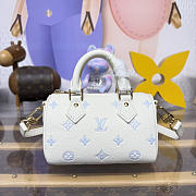 Colestore Louis Vuitton Nano Speedy Monogram Empreinte Leather Light Blue 16 x 10 x 7.5 cm - 1