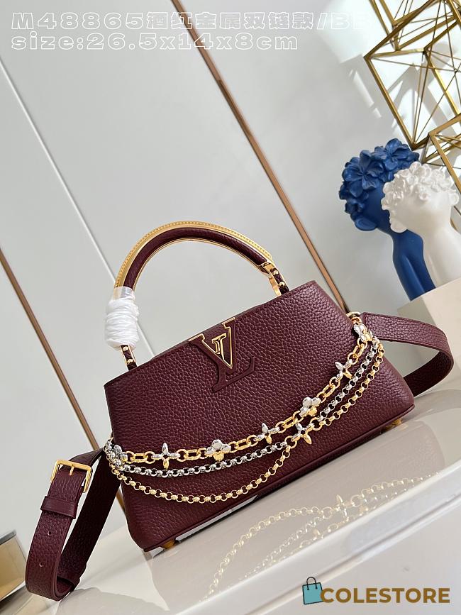 	 Colestore Louis Vuitton Capucines East-West BB Burgundy 26.5x14x8cm - 1