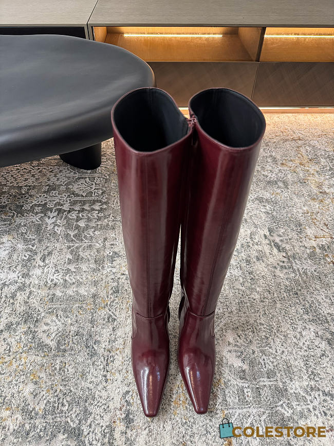 Colestore YSL Saint Laurent Boots in Smooth Leather Vintage Bordeaux - 1