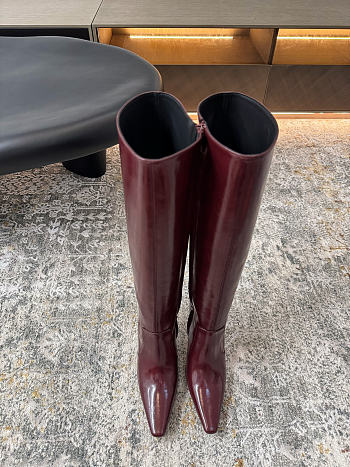 Colestore YSL Saint Laurent Boots in Smooth Leather Vintage Bordeaux