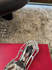 Colestore Valentino Garavani Atelier 03 Rose Edition Leather Slingback Pumps Silver - 6