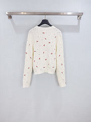 Colestore Dior Dioramour Embroidered Cardigan Ecru Cashmere Cable-Knit with Multicolor Doves & Roses Motif - 5