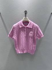 Colestore Dior Short-Sleeved Polo Pink Virgin Wool-Cashmere Knit  - 1