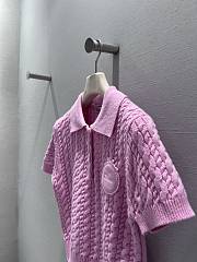 Colestore Dior Short-Sleeved Polo Pink Virgin Wool-Cashmere Knit  - 5