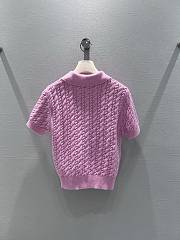 Colestore Dior Short-Sleeved Polo Pink Virgin Wool-Cashmere Knit  - 4